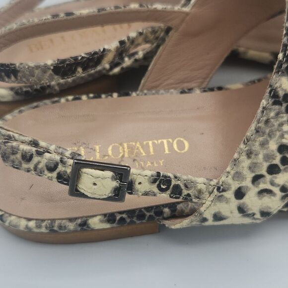 Bellofatto Italian Leather Snakeskin Strappy Sandals Women’s 7 EU 38 Slip On - Picture 3 of 7